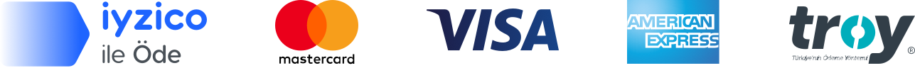 Güvenli ödeme yöntemleri: iyzico, Mastercard, Visa, American Express ve Troy