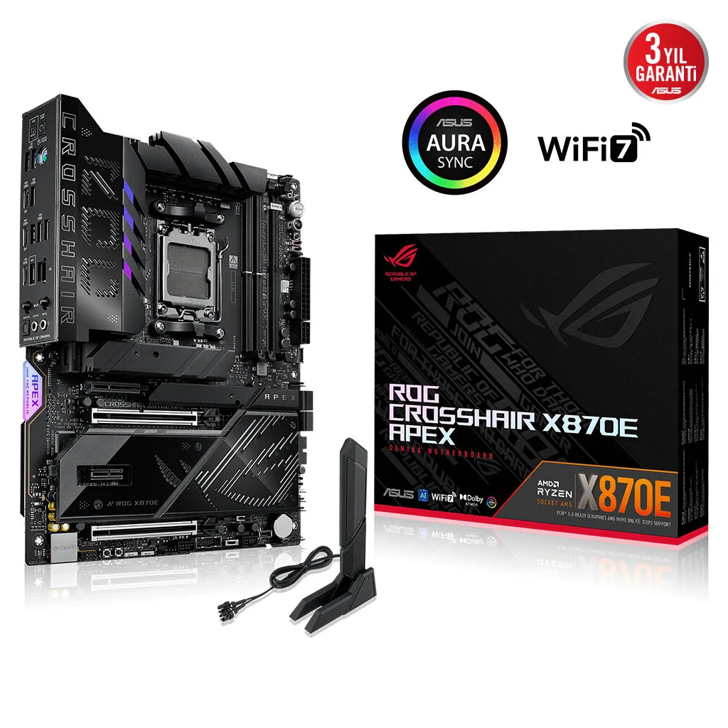 ASUS ROG CROSSHAIR X870E APEX, 2xDDR5, 5xM.2, 2xDP, Type-C, PCIe 5.0, 2xWi-Fi 7, Bluetooth v5.4, AM5 Soket GAMING Anakar