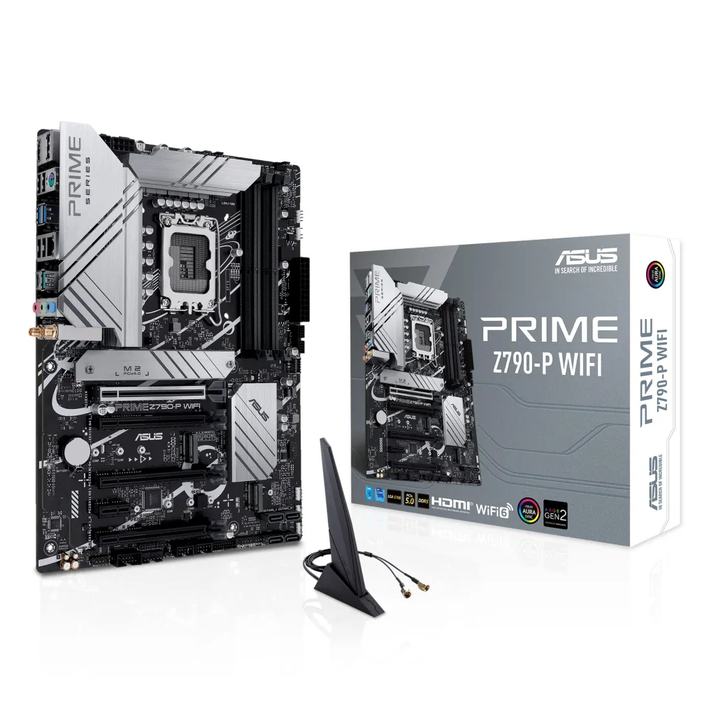 ASUS PRIME Z790-P WIFI, 4xDDR5, 3x M.2, HDMI, DP, Type-C, Wi-Fi 6, Bluetooth 5.2, 12-13.Nesil, LGA1700 Soket, ARGB Gamin