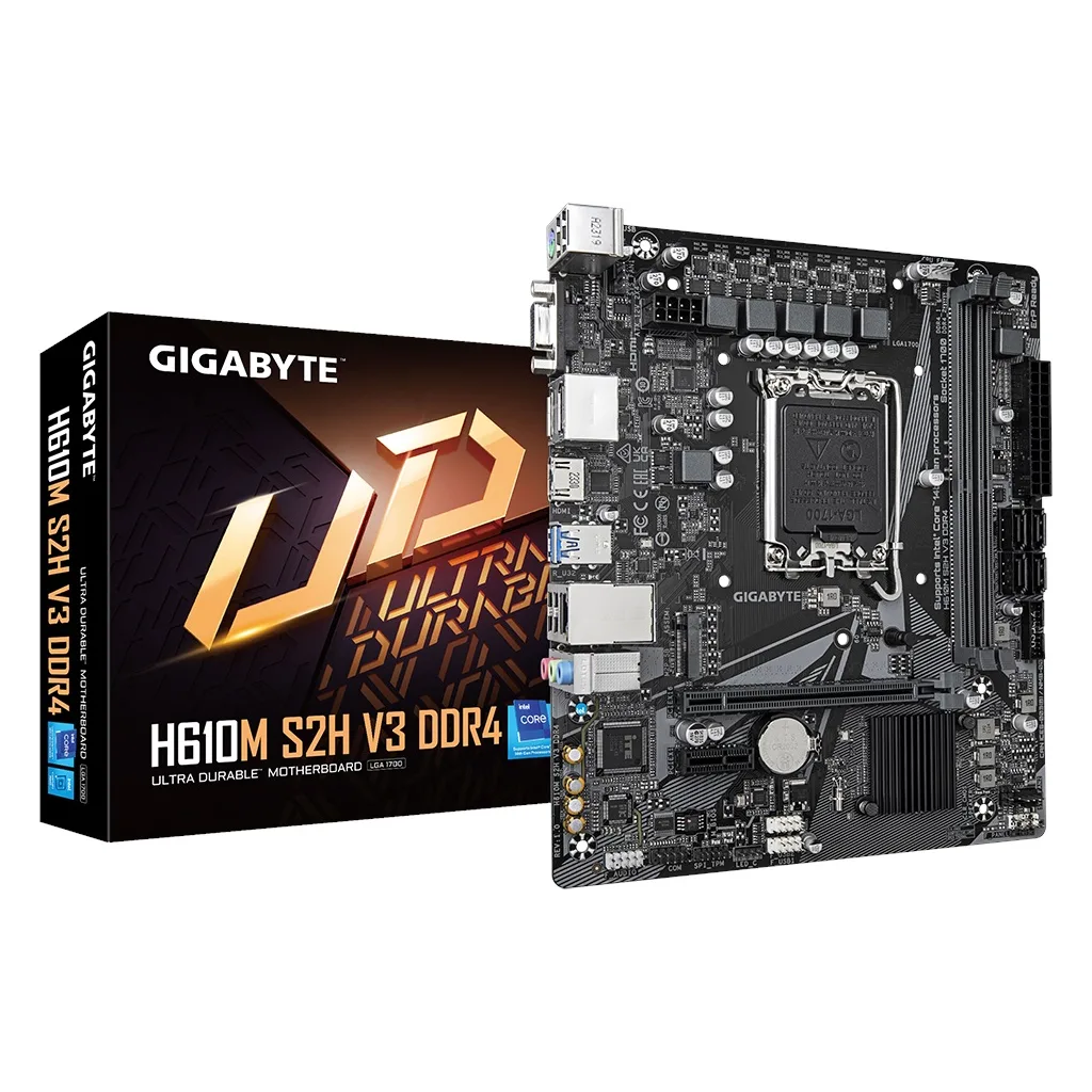 GIGABYTE H610M S2H V3, DDR4, rev1.0, 2xDDR4, M.2, D-SUB, HDMI, DP, 12-13.14.Nesil, LGA1700 Soket, Anakart