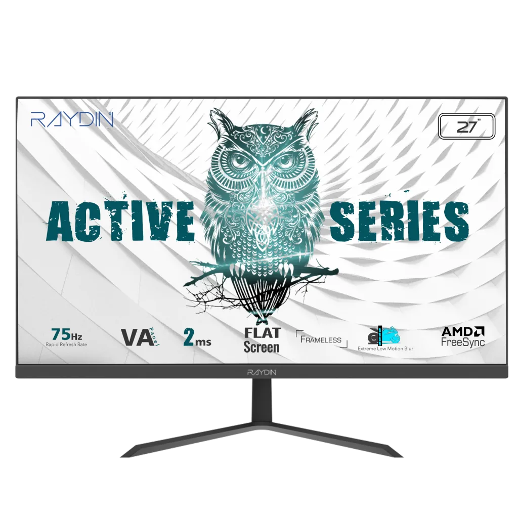RAYDIN BREEZE, 27", 2ms, 75Hz, Full HD, 250 nits, D-Sub, HDMI, Frameless, VA LED Monitör (Siyah)