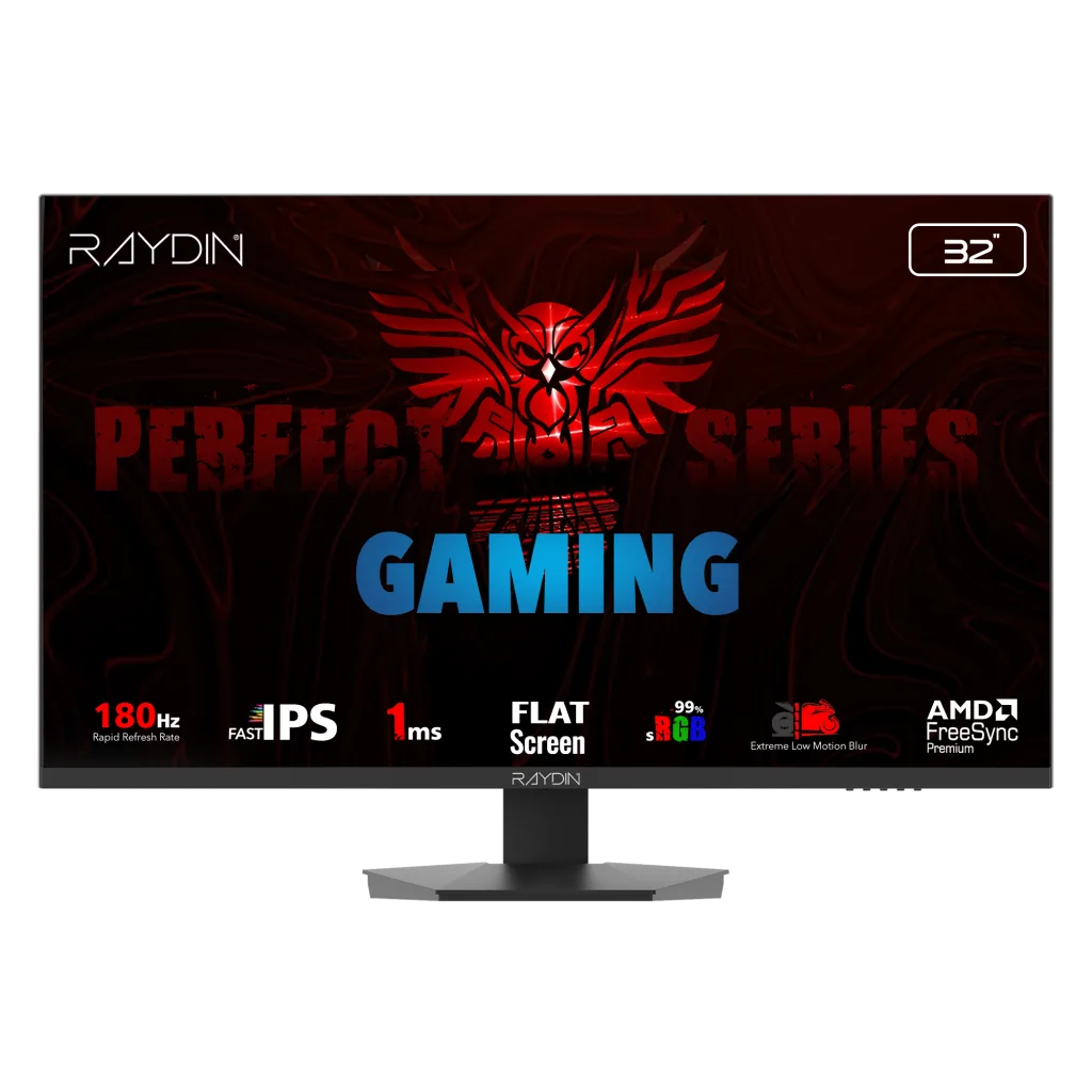 RAYDIN EG32EQI-180HZ, 31.5", 1ms, 180Hz, 2K Quad HD, 350 nits, HD, 2xHDMI, DP, Hoparlör, IPS LED, Flat, Frameless, FreeSync Gaming Monitör