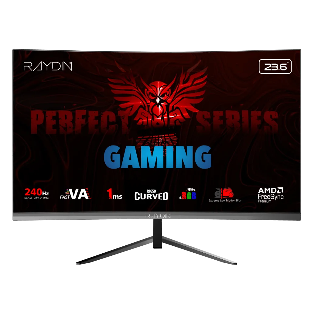 RAYDIN MM24RFA-240HZ, 23.6", 1ms, 240Hz, Full HD, 300 nits, HDMI, DP, Hoparlör, VA LED, R1650 Curved, Frameless, FreeSync Gaming Monitör