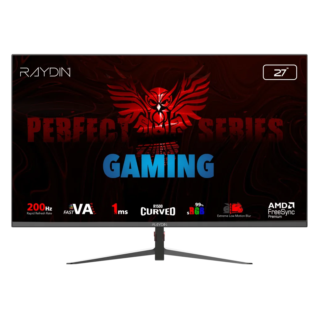RAYDIN MM27RFA-200HZ, 27", 1ms, 200Hz, Full HD, 300 nits, 2xHDMI, DP, VA LED, R1500 Curved, Frameless, FreeSync Gaming Monitör