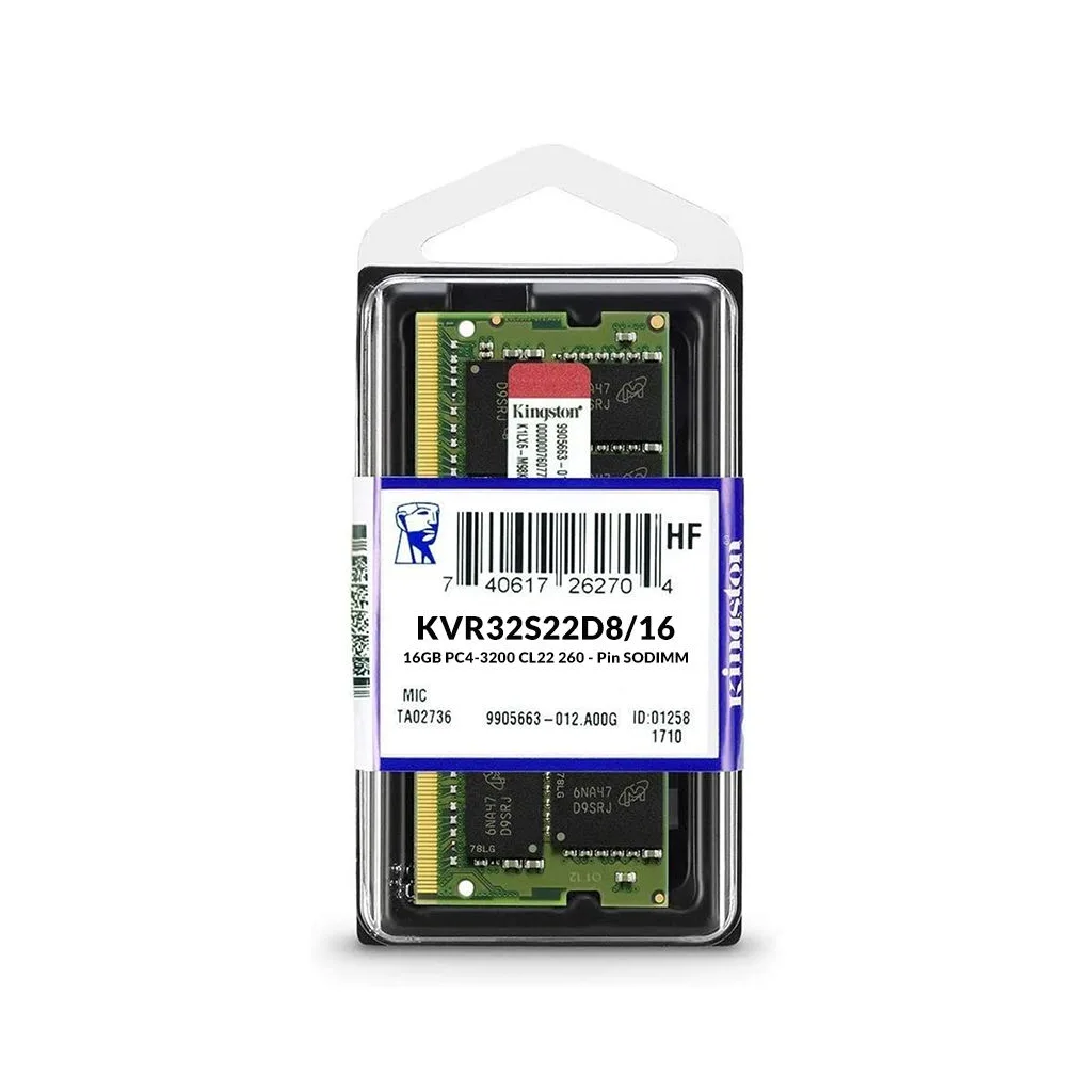 KINGSTON KVR32S22D8/16, 16Gb, 3200Mhz, DDR4, Sodimm Notebook RAM, 1,2V, CL22 (KUTULU)