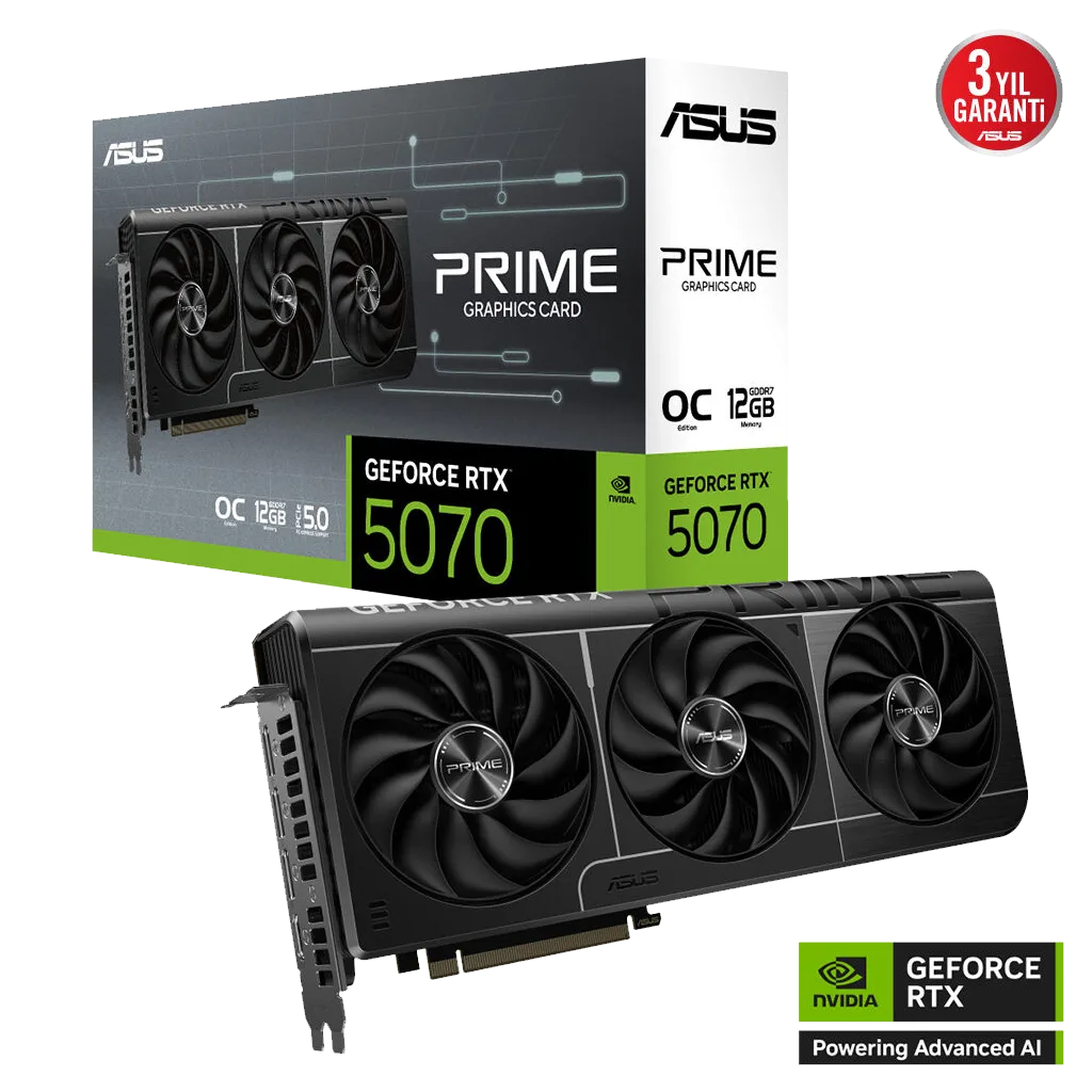 ASUS PRIME-RTX5070-O12G, 12Gb, 192Bit, GDDR7, 1xHDMI, 3xDP GAMING Ekran Kartı