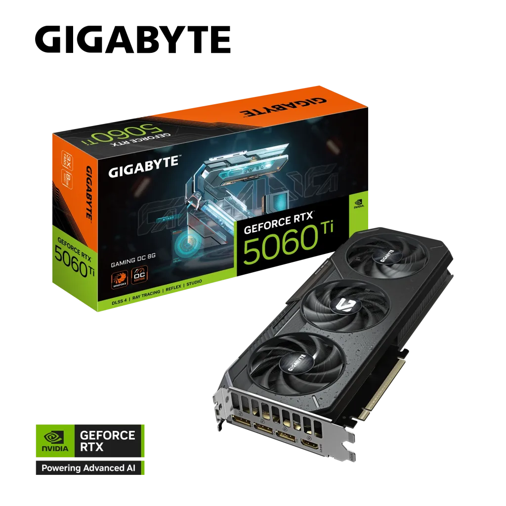 GIGABYTE GV-N506TGAMING OC-8GD, RTX5060TI, GAMING OC, 8Gb, GDDR7, 128BIT, 3 Fanlı, 1xHDMI, 3xDP, GAMING Ekran KARTI