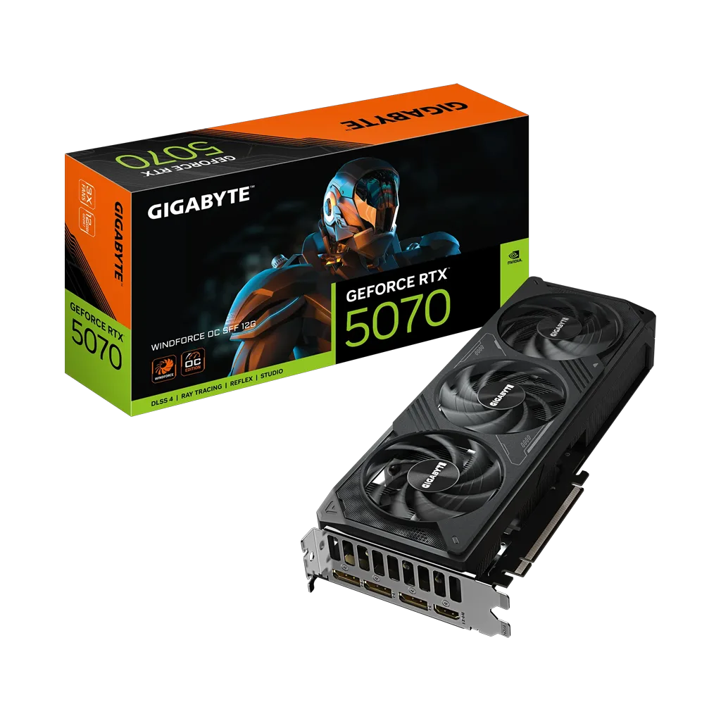GIGABYTE GV-N5070WF3OC-12GD, RTX5070, WINDFORCE OC, 12Gb, GDDR7, 192BIT, 3 Fanlı, 1xHDMI, 3xDP, GAMING Ekran KARTI