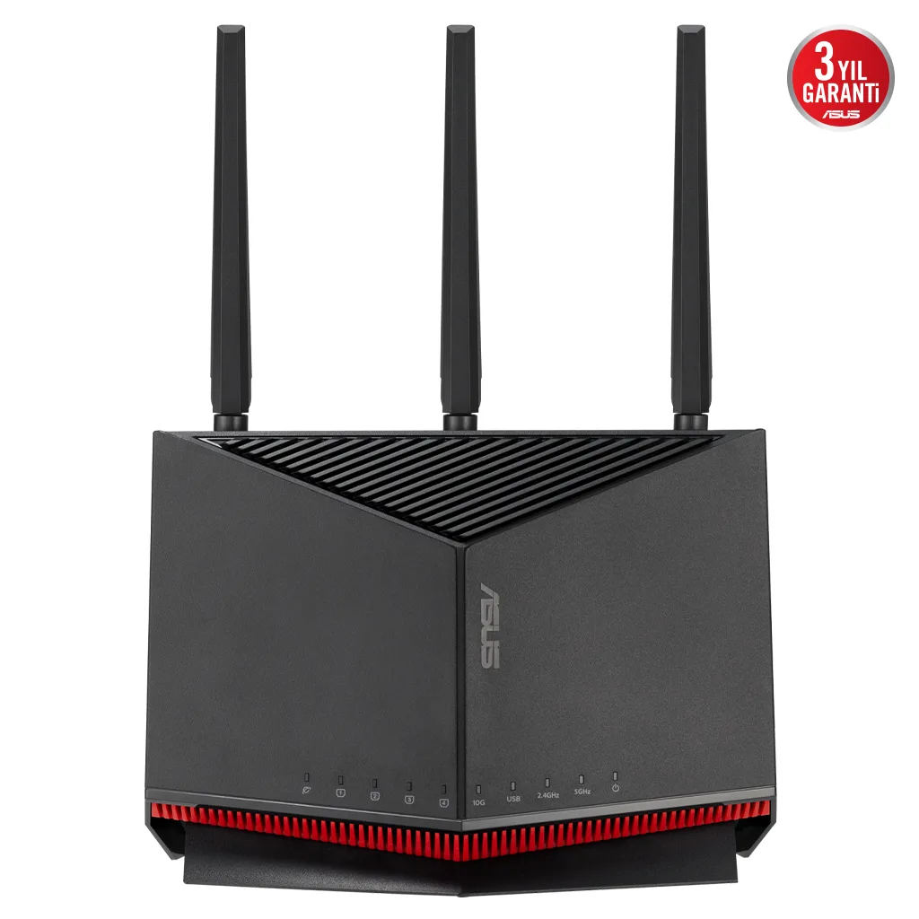 ASUS RT-BE86U, BE6800, 4 Port, 6800Mbps, Dual Band, WİFİ 7, AiMesh, AiProtection Pro, Gigabit Extendable Router