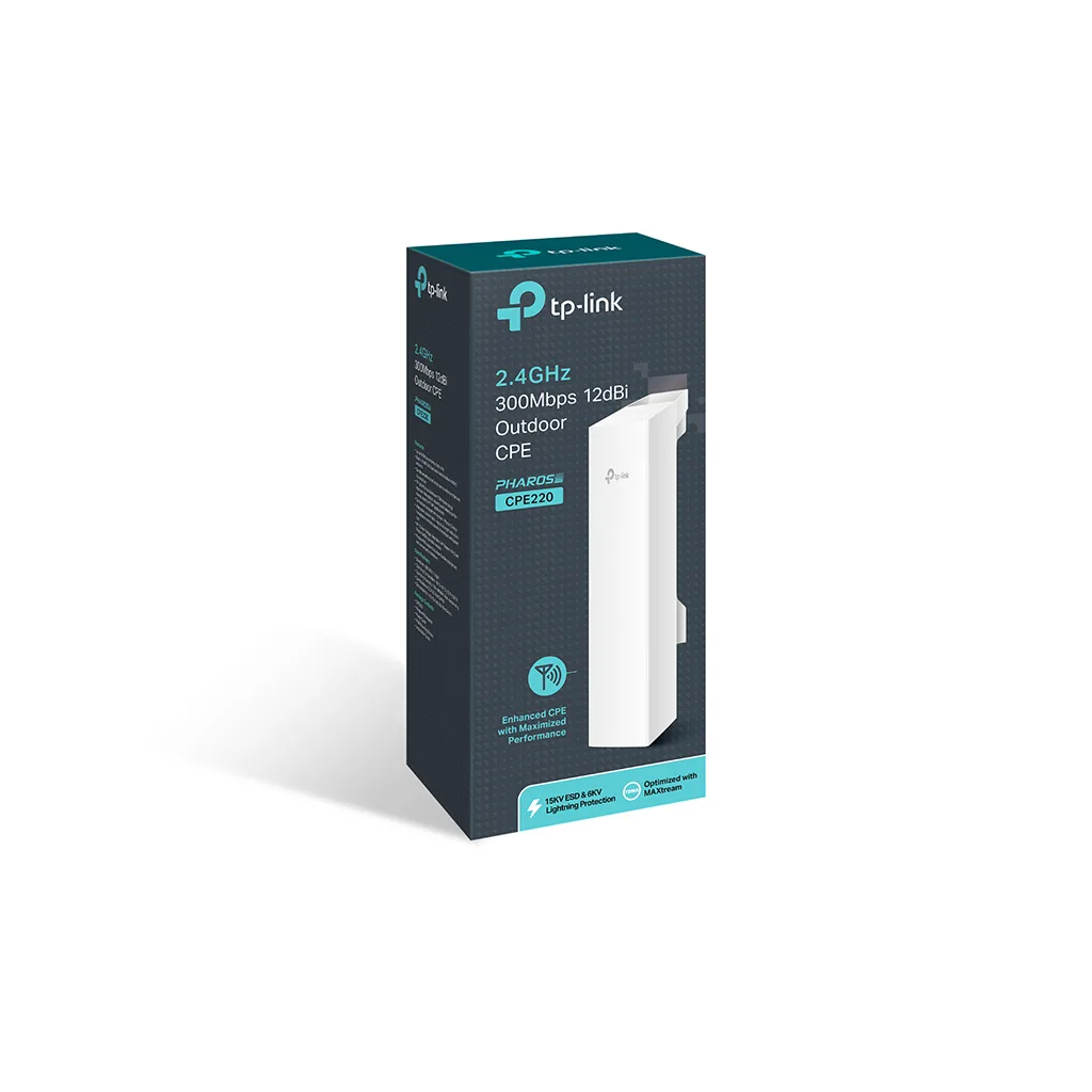 TP-LINK CPE220, 300Mbps, 2.4Ghz WiFi, 12dbi Anten, 13Km Menzil, Noktadan Noktaya, Dış Mekan, Access Point CPE