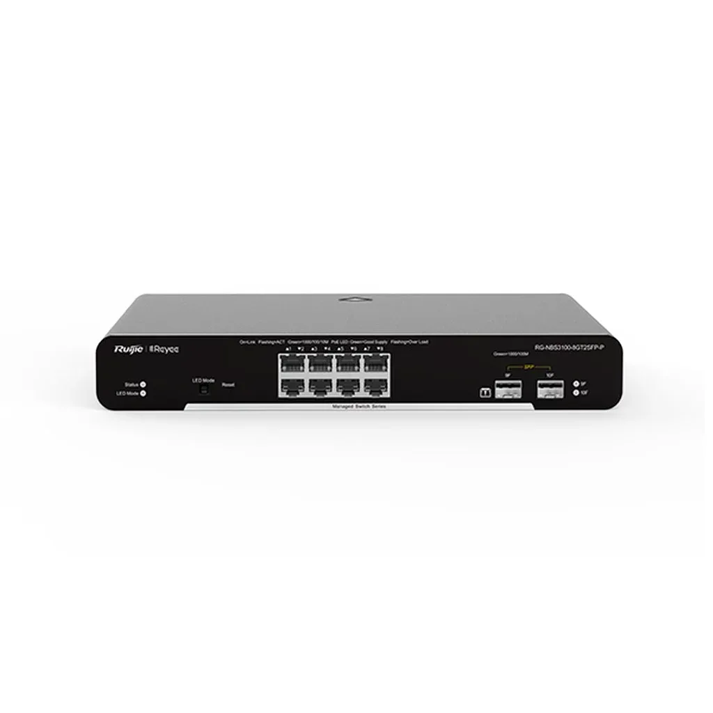 RUIJIE REYEE RG-NBS3100-8GT2SFP, 8 Port, GigaBit, 2Port SFP, L2 Yönetilebilir, Metal Kasa, Masaüstü, Switch