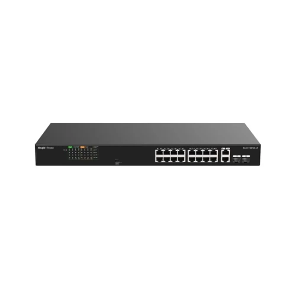 RUIJIE REYEE RG-ES118FGS-LP 18 Port, 16 Port Megabit PoE, 120W, 2 Port Gigabit COMBO, Switch Metal Kasa
