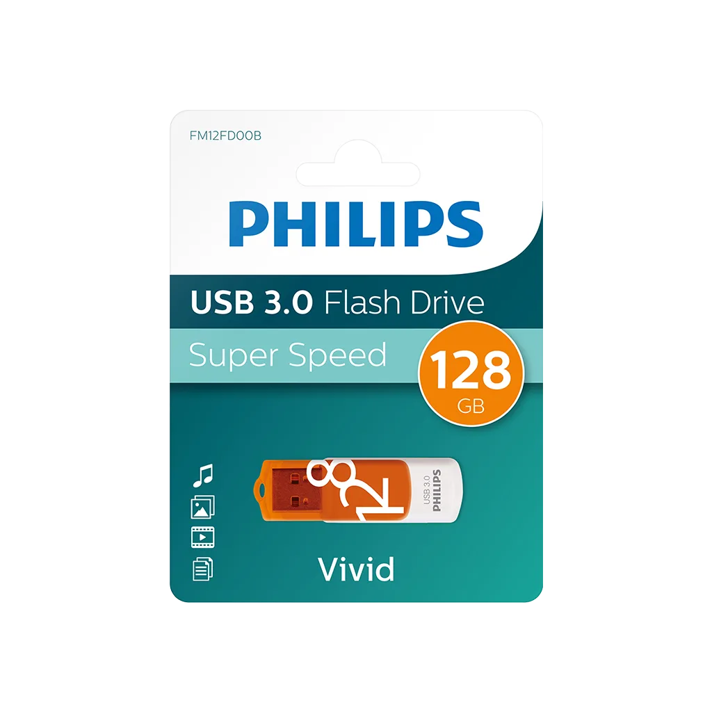PHILIPS FM12FD00B, 128GB, USB 3.0, Vivid, Turuncu, Flash Disk