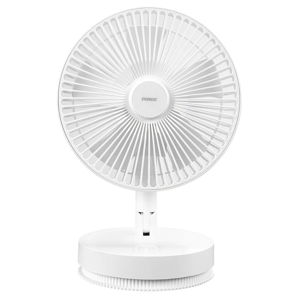 EVEREST EFN-600, BEYAZ, 4 Kademeli Hız, Masaüstü Kullanım, Taşınabilir, Dahili 2000mAh Bataryalı, USB Şarj Girişli, Kumandalı, Vantilatör