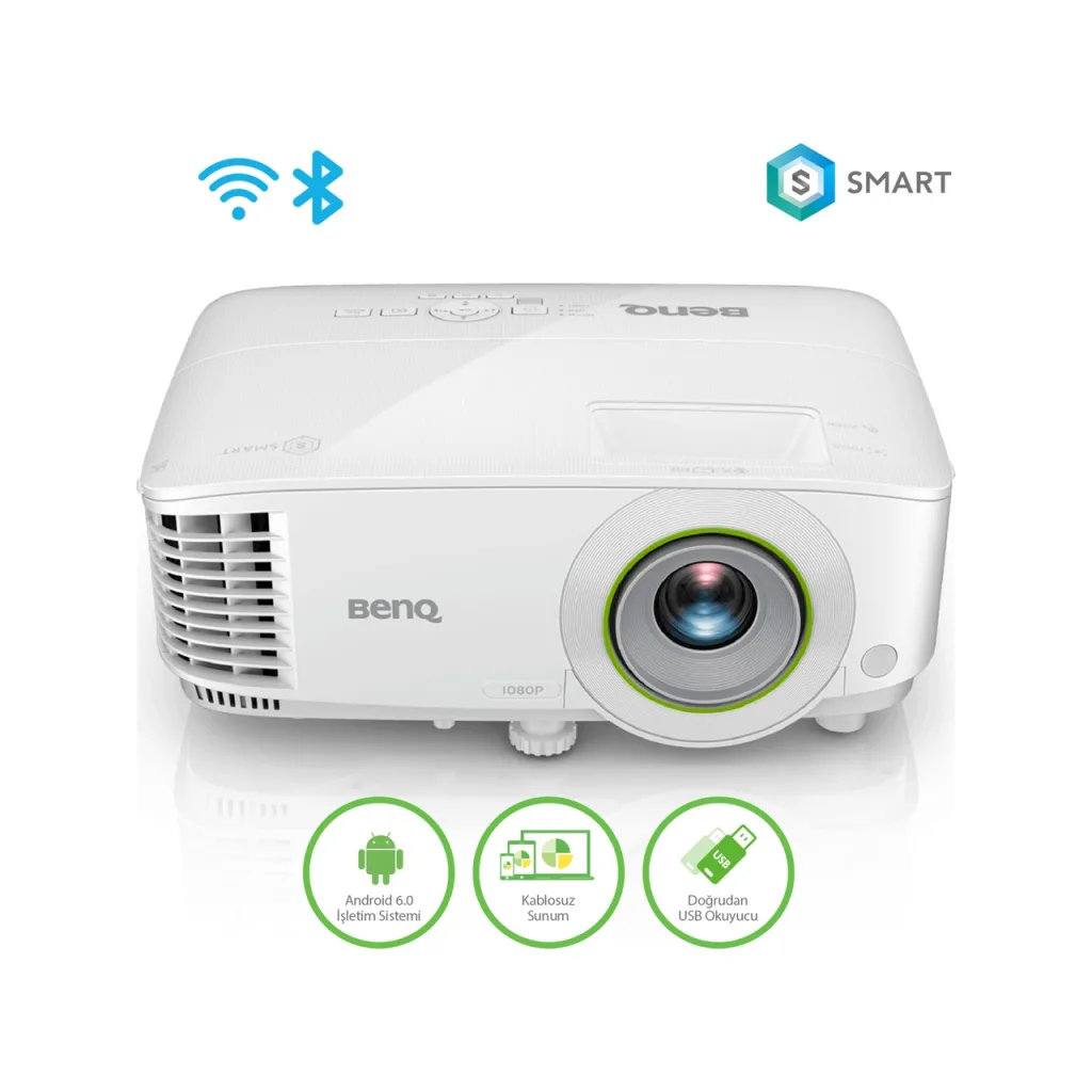 BENQ EW600, 3600 ANSI, 1280x800 WXGA, 1xHDMI, VGA, USB Okuyucu, DLP, Kablosuz Wireless, 15.000 Saat Lamba Ömrü, Android, SMART, Projeksiyon