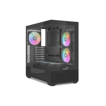SAMA V40BK Black, B750BK 750W, 80+ Bronze, PCIE 5.1, ATX3.1, Tempered Glass Panel, Panoramic Tasarım, Type-C, 6x120mm ARGB Fan, ATX, GAMING KASA