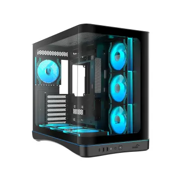 SAMA V62BK Black, B850BK 850W, 80+ Bronze, PCIE 5.1, ATX3.1, Tempered Glass Panel, Panoramic Tasarım, Type-C, 7x120mm ARGB INFINITY Fan, ATX, GAMING KASA