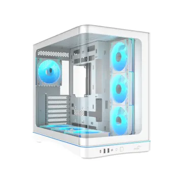 SAMA V62WH White, G1000WH 1000W, 80+ Gold, Full Modüler, PCIE 5.1, ATX3.1, Tempered Glass Panel, Panoramic Tasarım, Type-C, 7x120mm ARGB INFINITY Fan, ATX, GAMING KASA