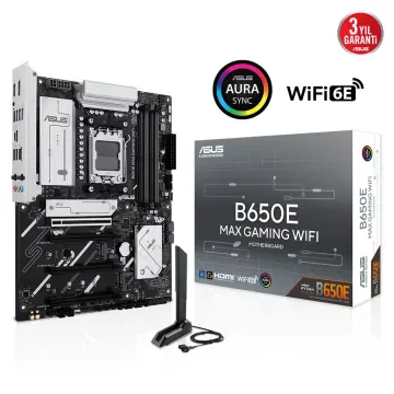 ASUS B650E MAX GAMING WIFI, 4xDDR5, 3xM.2, DP, HDMI, Type-C, Wi-Fi 6E, Bluetooth v5.3, AM5 Soket Gaming Anakart
