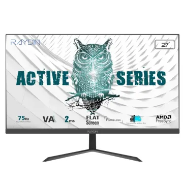 RAYDIN BREEZE, 27", 2ms, 75Hz, Full HD, 250 nits, D-Sub, HDMI, Frameless, VA LED Monitör (Siyah)