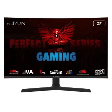 RAYDIN EG27RFA-300HZ, 27", 1ms, 300Hz, Full HD, 350 nits, 2xHDMI, DP, Hoparlör, VA LED, R1500 Curved, Yükseklik Ayarlı Ayak, Frameless, FreeSync Gaming Monitör