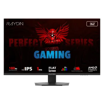 RAYDIN EG32EQI-180HZ, 31.5", 1ms, 180Hz, 2K Quad HD, 350 nits, HD, 2xHDMI, DP, Hoparlör, IPS LED, Flat, Frameless, FreeSync Gaming Monitör
