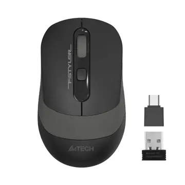 A4 TECH FG10CS AIR2, Grey, SILENT, FSTYLER, 2,4Ghz Kablosuz, USB-C den şarj edilebilir, Optik Mouse, 10-15Metre, 4 Buton, Nano Alıcı