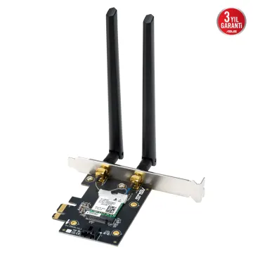 ASUS PCE-BE6500, BE6500, 2xAnten, 6500Mbps, Tri-Bant, 6GHz WİFİ 7, Bluetooth v5.4, WPA3, PCI-Express x1, PCIe Adapter