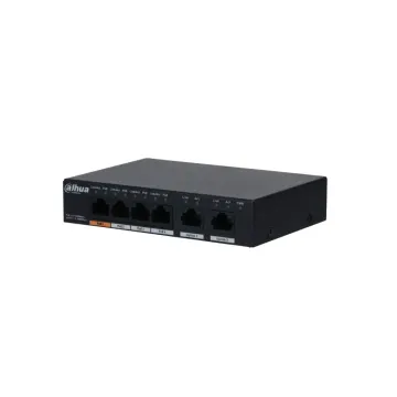 DAHUA PFS3006-4GT-60-V2, 4 Port, Gigabit, PoE 60W, 2 Port Uplink, Yönetilemez, Masaüstü Switch