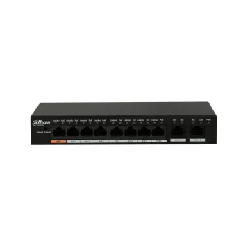 DAHUA PFS3010-8ET-96, 8 Port, MegaBit, PoE 96W, 2 Port GigaBit Uplink, Yönetilemez, Masaüstü Switch