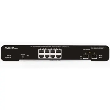 RUIJIE REYEE RG-NBS3100-8GT2SFP-P-V2, 8 Port, GigaBit, 8Port PoE, 125W, 2Port SFP, L2 Yönetilebilir, Metal Kasa, Masaüstü, Switch