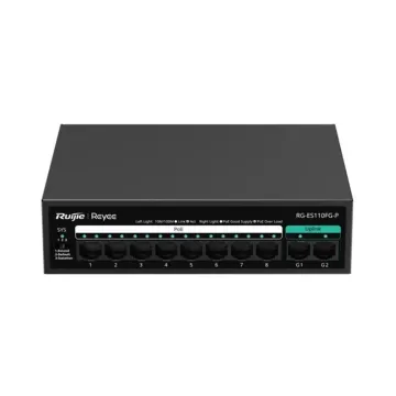 RUIJIE REYEE RG-ES110FG-P 10 Port, 8 Port MegaBit POE, 110W, 2 Port Gigabit Uplink, Switch