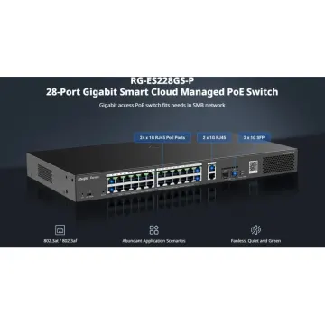 RUIJIE REYEE RG-ES228GS-P 28Port ,24 Port PoE 370W, 2Port Gİgabit Uplink, 2 Port SFP, Colud Yönetilebilir Switch Metal Kasa