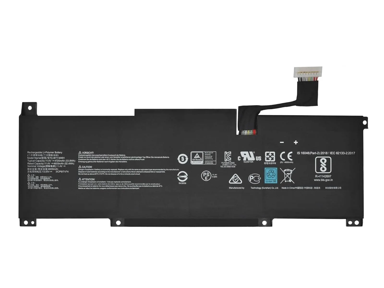 RETRO MSI BTY-M491 Notebook Bataryası - Ver.2 - Beyaz Soket - 10 Pin 8 Hat