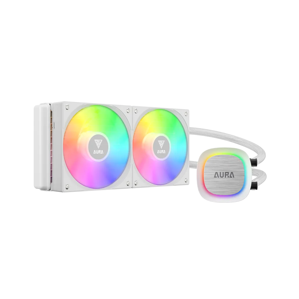 GAMDIAS AURA GL240 V2 WH, White Edition, 240mm, RGB, 2 Fanlı,CPU Sıvı Soğutma