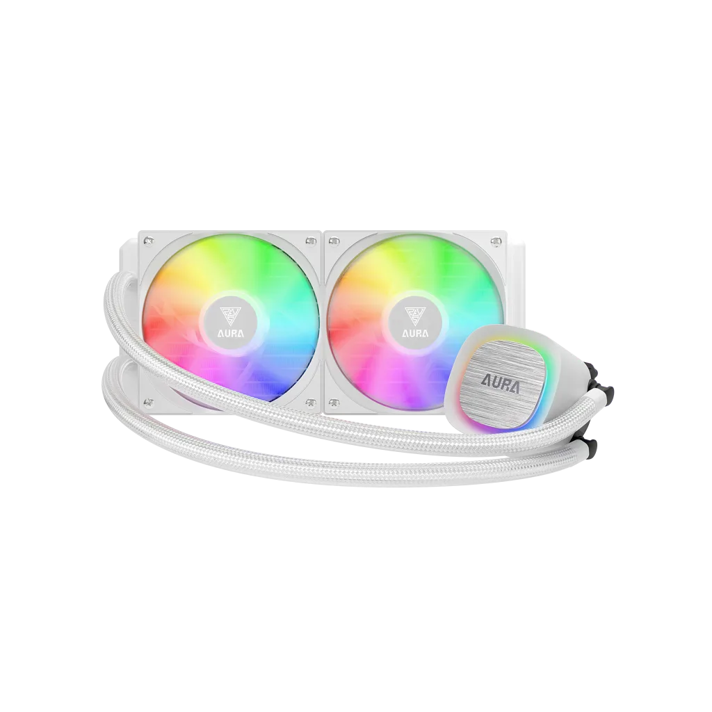GAMDIAS AURA GL240 V2 WH, White Edition, 240mm, RGB, 2 Fanlı,CPU Sıvı Soğutma