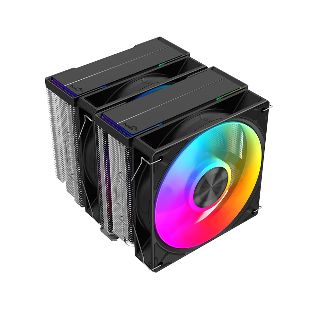 SAMA A60L, Black, 2x120mm ARGB Fan, Kule Tipi Hava Soğutma, 6 adet Gelişmiş Nikel Kaplı Bakır Isı Borusu, CPU Fan (AMD v