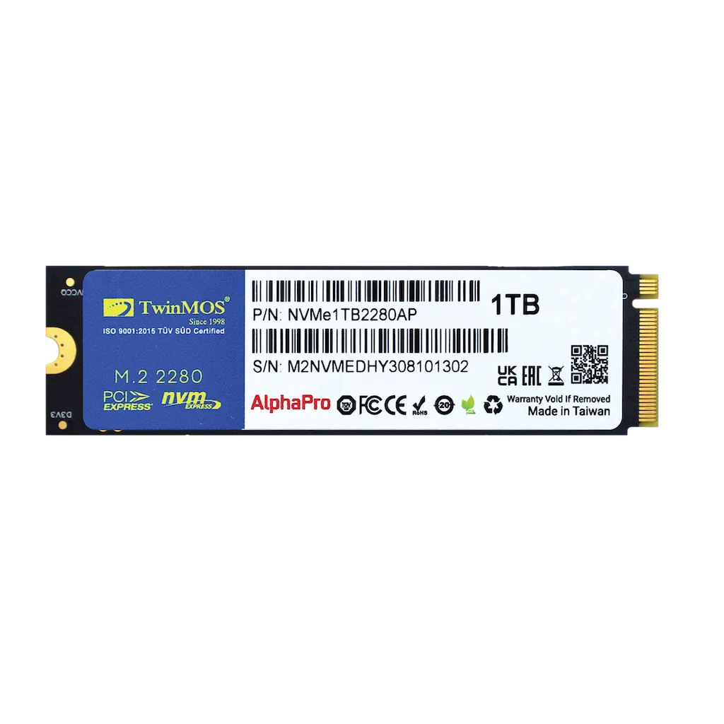 TwinMOS NVMe1TB2280AP, AlphaPro, 1TB, 3600-3250Mb/s, Gen3, NVMe PCIe M.2 2280, SSD, TLC, 3DNAND