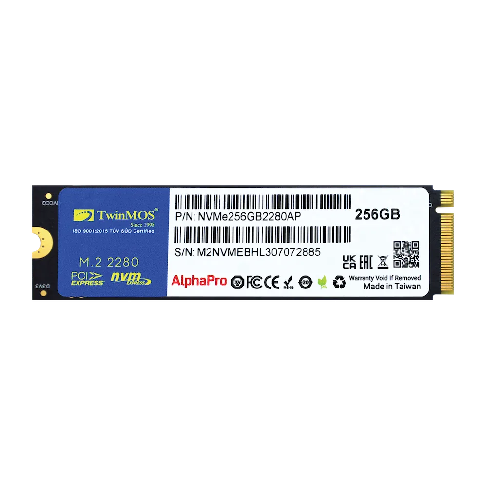 TwinMOS NVMe256GB2280AP, AlphaPro, 256GB, 3600-3250Mb/s, Gen3, NVMe PCIe M.2 2280, SSD, TLC, 3DNAND