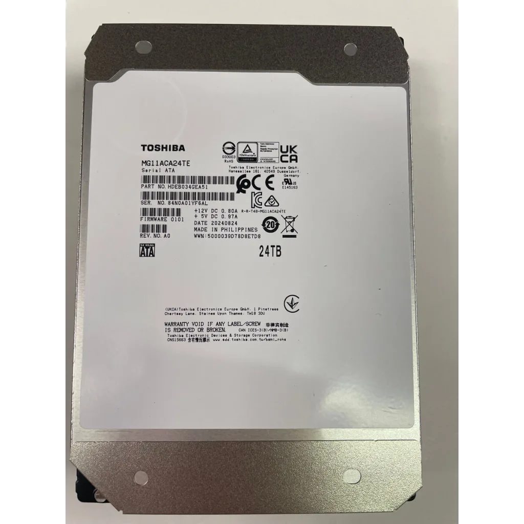 TOSHIBA ENTERPRISE, MG11ACA24TE, 3.5", 24TB, 1Gb 7200 Rpm, 7/24 Güvenlik, Data Center, Nas, Server, HDD (Türkiye Distrib