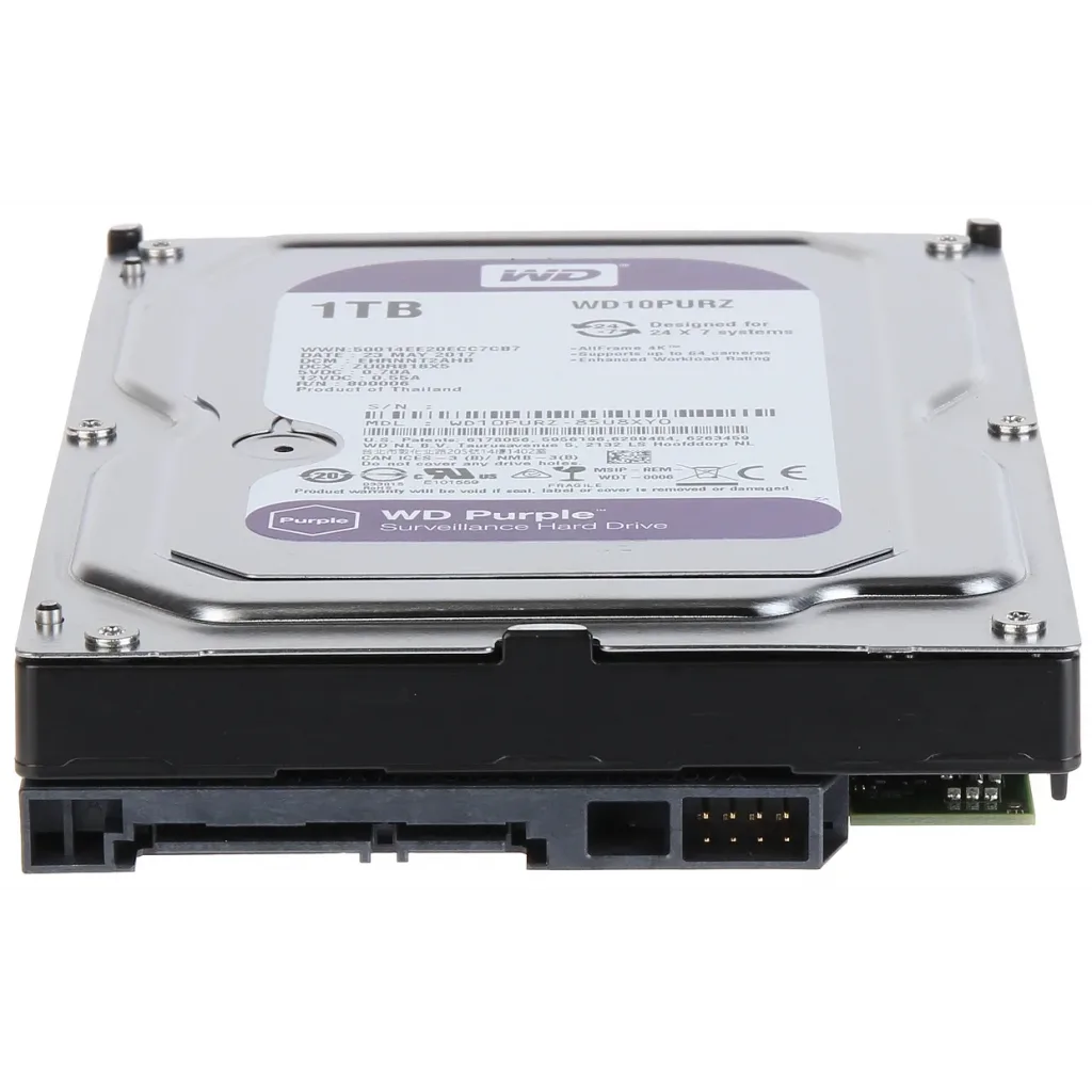 WD PURPLE, WD10PURZ, 3.5" 1TB, 64Mb, 5400 Rpm, 7/24 Güvenlik, HDD