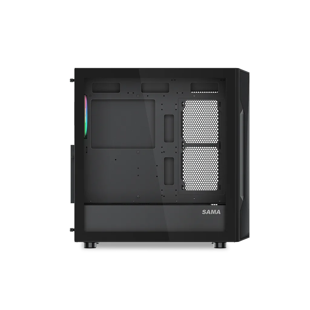 SAMA S40BK Black, H700BK 700W, 80 PLUS, Tempered Glass Panel, Mesh Ön Panel, Type-C, 4x120mm ARGB Fan, ATX, GAMING KASA
