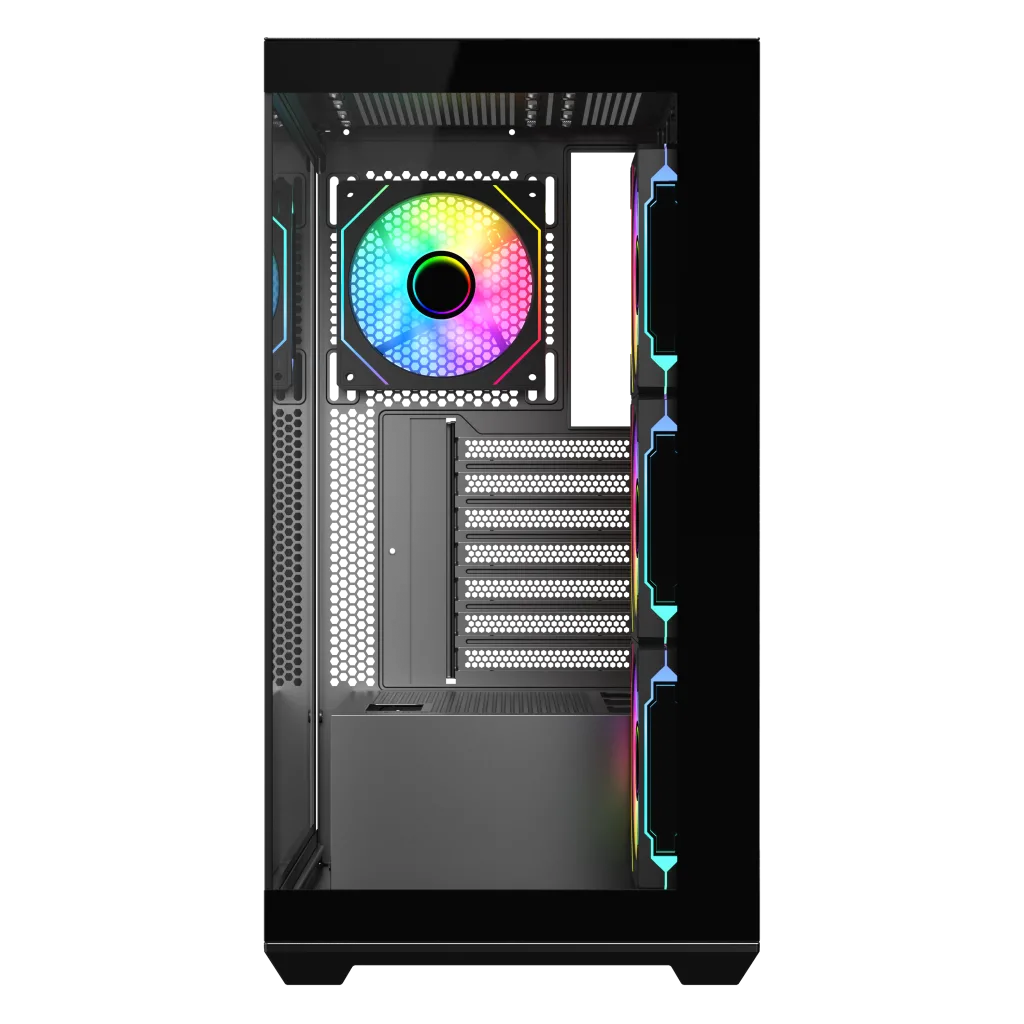 SAMA SV01BK Black, B750BK 750W, 80+ Bronze, PCIE 5.1, ATX3.1, Tempered Glass Panel, Panoramic Tasarım, Type-C, 4x120mm A