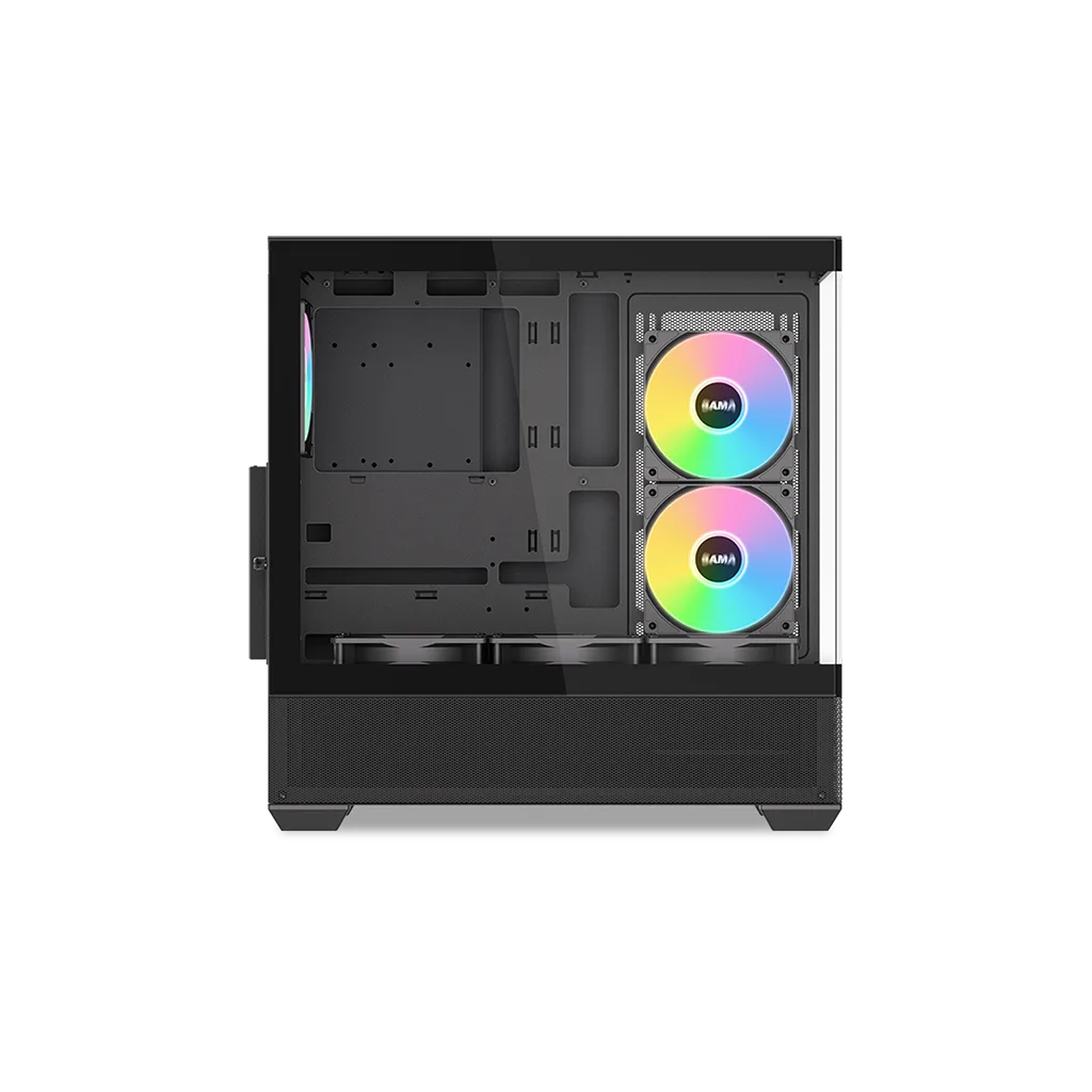 SAMA V40BK Black, B750BK 750W, 80+ Bronze, PCIE 5.1, ATX3.1, Tempered Glass Panel, Panoramic Tasarım, Type-C, 6x120mm AR