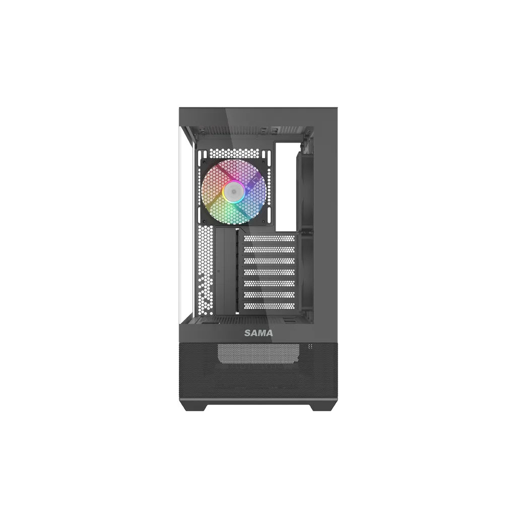 SAMA V40BK Black, B750BK 750W, 80+ Bronze, PCIE 5.1, ATX3.1, Tempered Glass Panel, Panoramic Tasarım, Type-C, 6x120mm AR