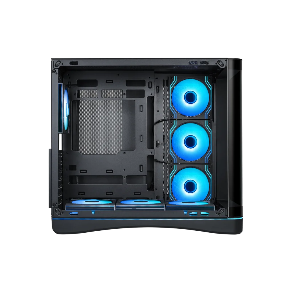 SAMA V62BK Black, B850BK 850W, 80+ Bronze, PCIE 5.1, ATX3.1, Tempered Glass Panel, Panoramic Tasarım, Type-C, 7x120mm AR