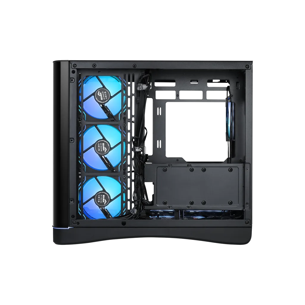 SAMA V62BK Black, B850BK 850W, 80+ Bronze, PCIE 5.1, ATX3.1, Tempered Glass Panel, Panoramic Tasarım, Type-C, 7x120mm AR