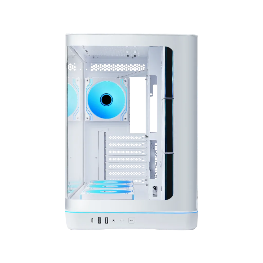 SAMA V62WH White, G1000WH 1000W, 80+ Gold, Full Modüler, PCIE 5.1, ATX3.1, Tempered Glass Panel, Panoramic Tasarım, Type