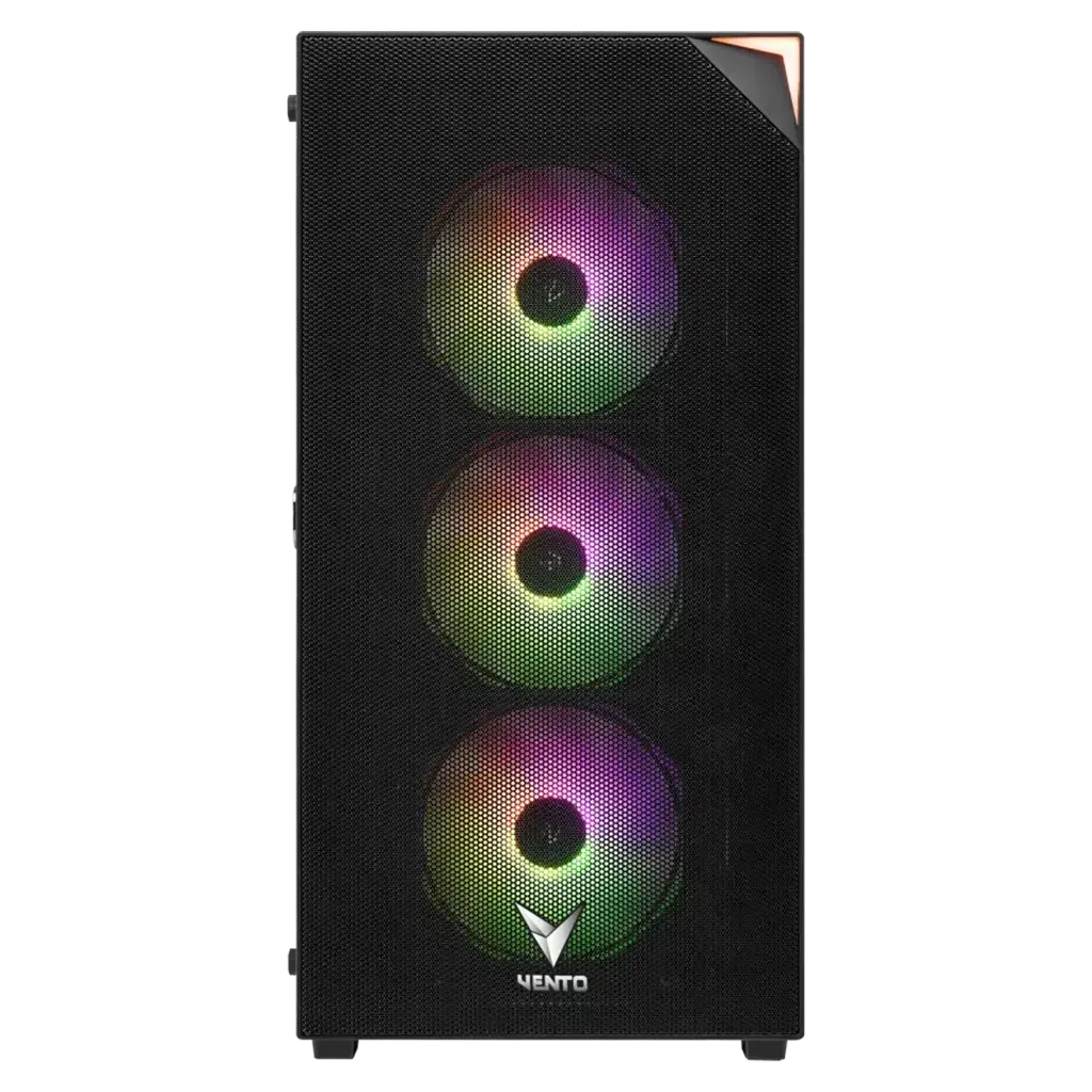 VENTO VG3400S Mid Tower, 650W 80+ Siyah, Temperli Cam, RGB, ATX GAMING KASA