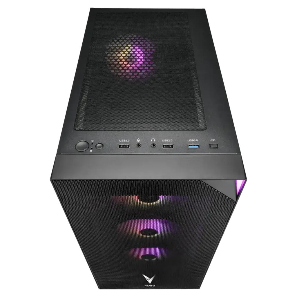 VENTO VG3400S Mid Tower, 650W 80+ Siyah, Temperli Cam, RGB, ATX GAMING KASA